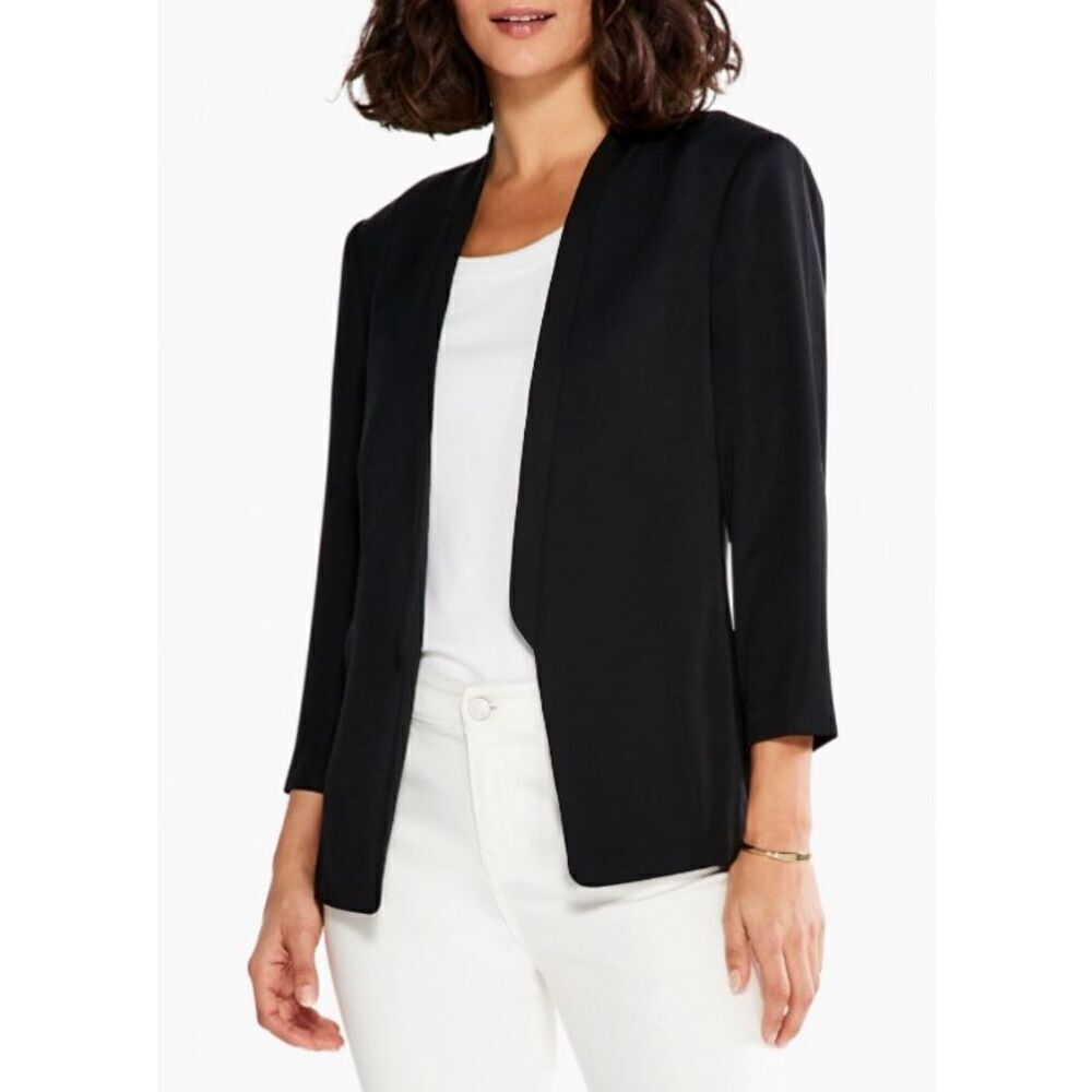 NIC+ZOE Black Open-Front Collarless Blazer